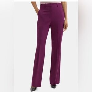 Theory High-Waist Flare Pant in Sevona Stretch Wool in Sangria, NWT, size 8